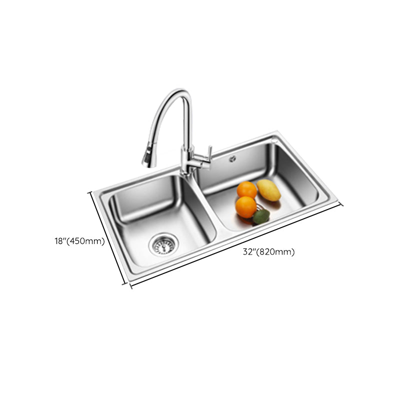 Classic Style Kitchen Sink Stainless Steel 1 Holes Kitchen Sink with Drain Strainer Kit Clearhalo 'Home Improvement' 'home_improvement' 'home_improvement_kitchen_sinks' 'Kitchen Remodel & Kitchen Fixtures' 'Kitchen Sinks & Faucet Components' 'Kitchen Sinks' 'kitchen_sinks' 6400733