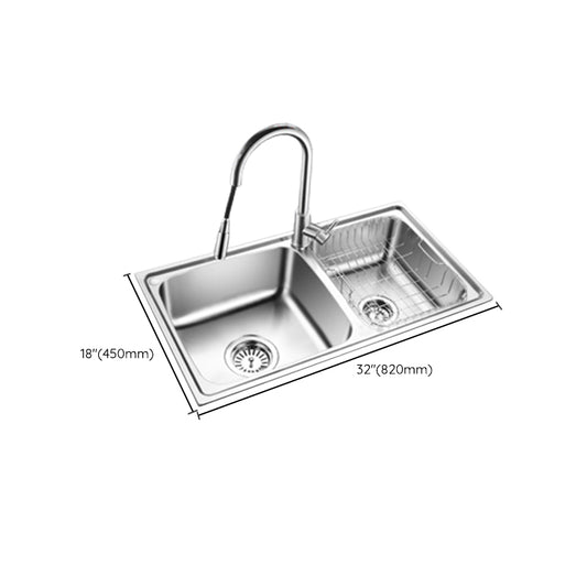 Classic Style Kitchen Sink Stainless Steel 1 Holes Kitchen Sink with Drain Strainer Kit Clearhalo 'Home Improvement' 'home_improvement' 'home_improvement_kitchen_sinks' 'Kitchen Remodel & Kitchen Fixtures' 'Kitchen Sinks & Faucet Components' 'Kitchen Sinks' 'kitchen_sinks' 6400734