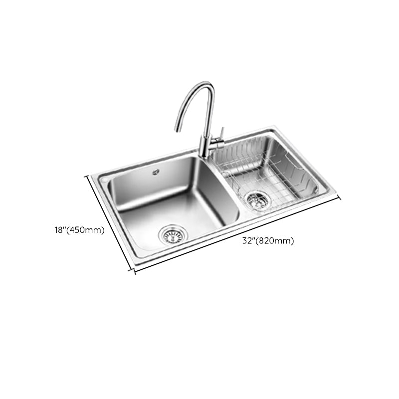 Classic Style Kitchen Sink Stainless Steel 1 Holes Kitchen Sink with Drain Strainer Kit Clearhalo 'Home Improvement' 'home_improvement' 'home_improvement_kitchen_sinks' 'Kitchen Remodel & Kitchen Fixtures' 'Kitchen Sinks & Faucet Components' 'Kitchen Sinks' 'kitchen_sinks' 6400736