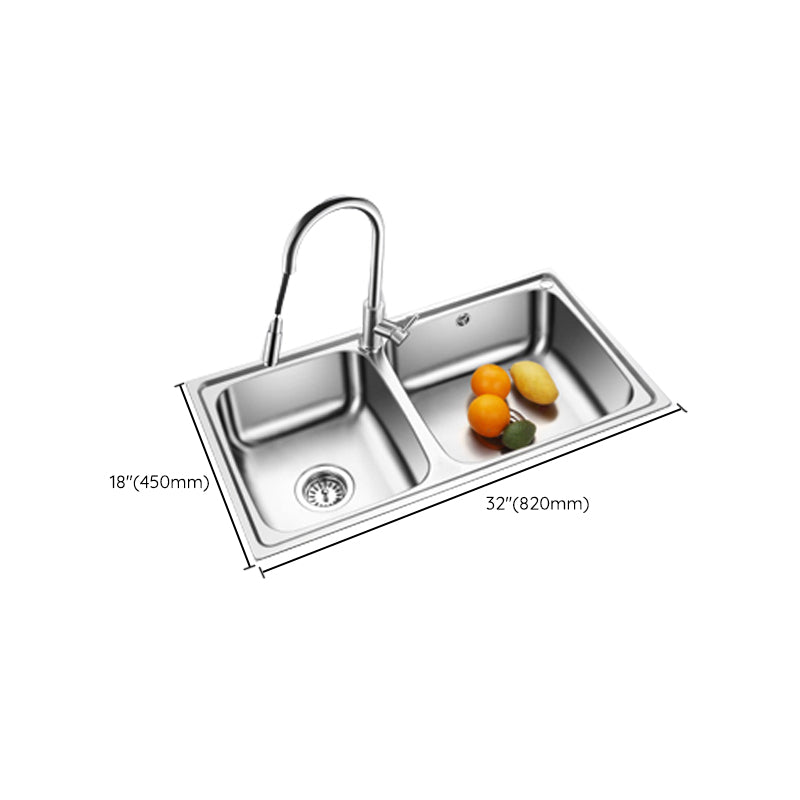 Classic Style Kitchen Sink Stainless Steel 1 Holes Kitchen Sink with Drain Strainer Kit Clearhalo 'Home Improvement' 'home_improvement' 'home_improvement_kitchen_sinks' 'Kitchen Remodel & Kitchen Fixtures' 'Kitchen Sinks & Faucet Components' 'Kitchen Sinks' 'kitchen_sinks' 6400737