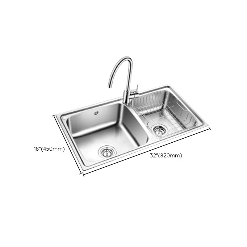 Classic Style Kitchen Sink Stainless Steel 1 Holes Kitchen Sink with Drain Strainer Kit Clearhalo 'Home Improvement' 'home_improvement' 'home_improvement_kitchen_sinks' 'Kitchen Remodel & Kitchen Fixtures' 'Kitchen Sinks & Faucet Components' 'Kitchen Sinks' 'kitchen_sinks' 6400738