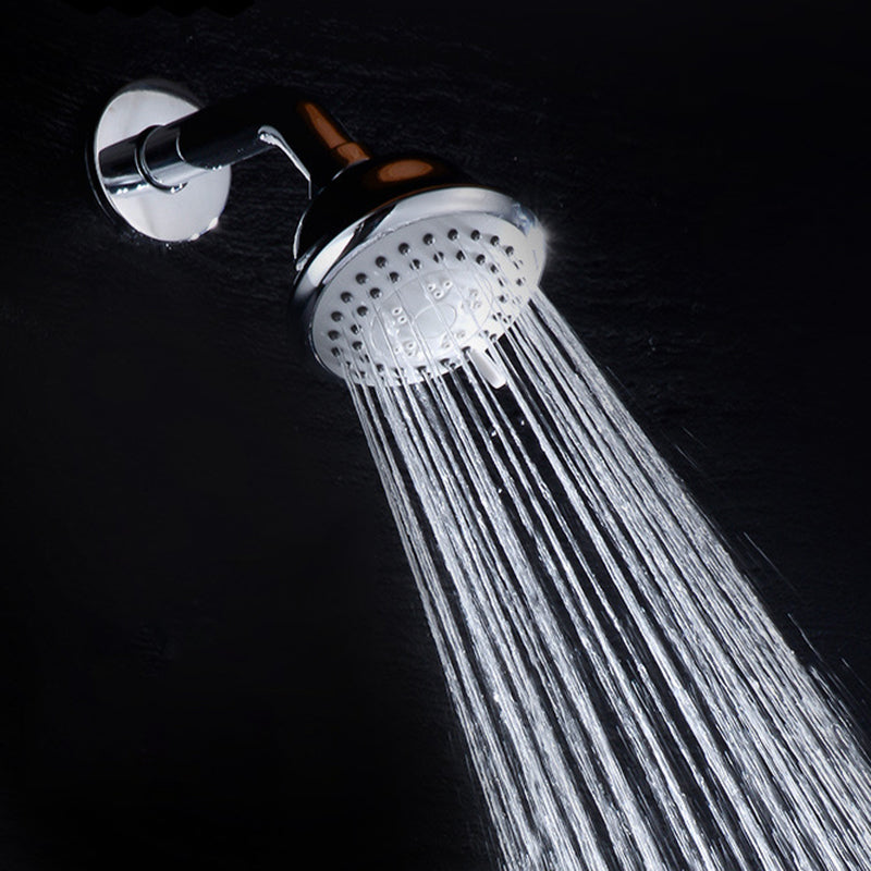 Round Stainless Steel Showerhead in Silver Wall-Mount Showerhead Clearhalo 'Bathroom Remodel & Bathroom Fixtures' 'Home Improvement' 'home_improvement' 'home_improvement_shower_heads' 'Shower Heads' 'shower_heads' 'Showers & Bathtubs Plumbing' 'Showers & Bathtubs' 6400938