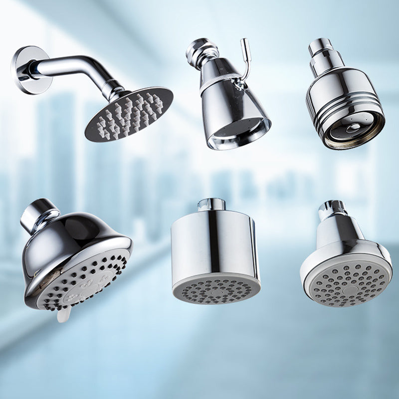 Round Stainless Steel Showerhead in Silver Wall-Mount Showerhead Clearhalo 'Bathroom Remodel & Bathroom Fixtures' 'Home Improvement' 'home_improvement' 'home_improvement_shower_heads' 'Shower Heads' 'shower_heads' 'Showers & Bathtubs Plumbing' 'Showers & Bathtubs' 6400941