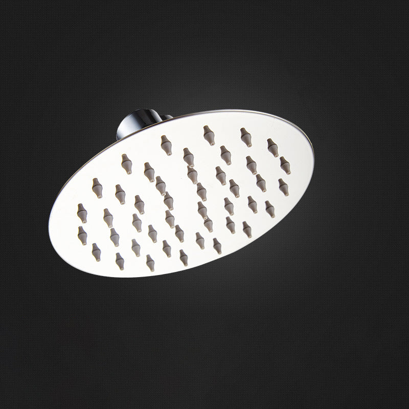 Round Stainless Steel Showerhead in Silver Wall-Mount Showerhead Round Stainless Steel Body Jets Clearhalo 'Bathroom Remodel & Bathroom Fixtures' 'Home Improvement' 'home_improvement' 'home_improvement_shower_heads' 'Shower Heads' 'shower_heads' 'Showers & Bathtubs Plumbing' 'Showers & Bathtubs' 6400954