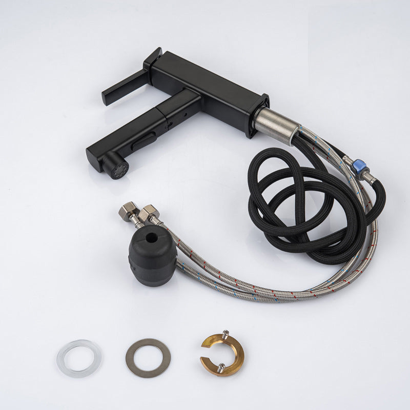 Contemporary Vessel Sink Faucet Copper Single Handle Low Arc Retractable Vessel Faucet Clearhalo 'Bathroom Remodel & Bathroom Fixtures' 'Bathroom Sink Faucets' 'Bathroom Sinks & Faucet Components' 'bathroom_sink_faucets' 'Home Improvement' 'home_improvement' 'home_improvement_bathroom_sink_faucets' 6400982