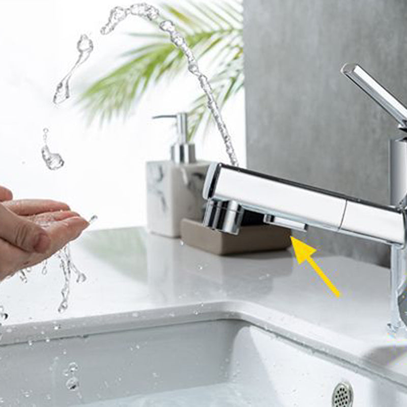 Contemporary Vessel Sink Faucet Copper Single Handle Low Arc Retractable Vessel Faucet Clearhalo 'Bathroom Remodel & Bathroom Fixtures' 'Bathroom Sink Faucets' 'Bathroom Sinks & Faucet Components' 'bathroom_sink_faucets' 'Home Improvement' 'home_improvement' 'home_improvement_bathroom_sink_faucets' 6400990