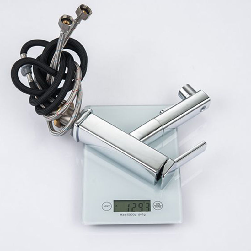 Contemporary Vessel Sink Faucet Copper Single Handle Low Arc Retractable Vessel Faucet Clearhalo 'Bathroom Remodel & Bathroom Fixtures' 'Bathroom Sink Faucets' 'Bathroom Sinks & Faucet Components' 'bathroom_sink_faucets' 'Home Improvement' 'home_improvement' 'home_improvement_bathroom_sink_faucets' 6400991