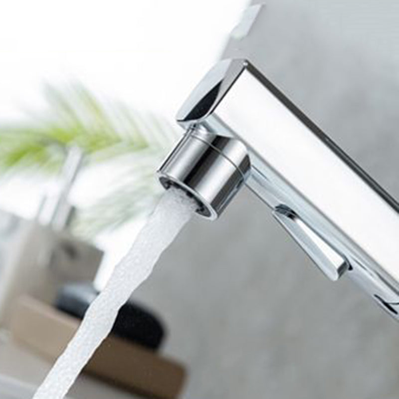 Contemporary Vessel Sink Faucet Copper Single Handle Low Arc Retractable Vessel Faucet Clearhalo 'Bathroom Remodel & Bathroom Fixtures' 'Bathroom Sink Faucets' 'Bathroom Sinks & Faucet Components' 'bathroom_sink_faucets' 'Home Improvement' 'home_improvement' 'home_improvement_bathroom_sink_faucets' 6400992