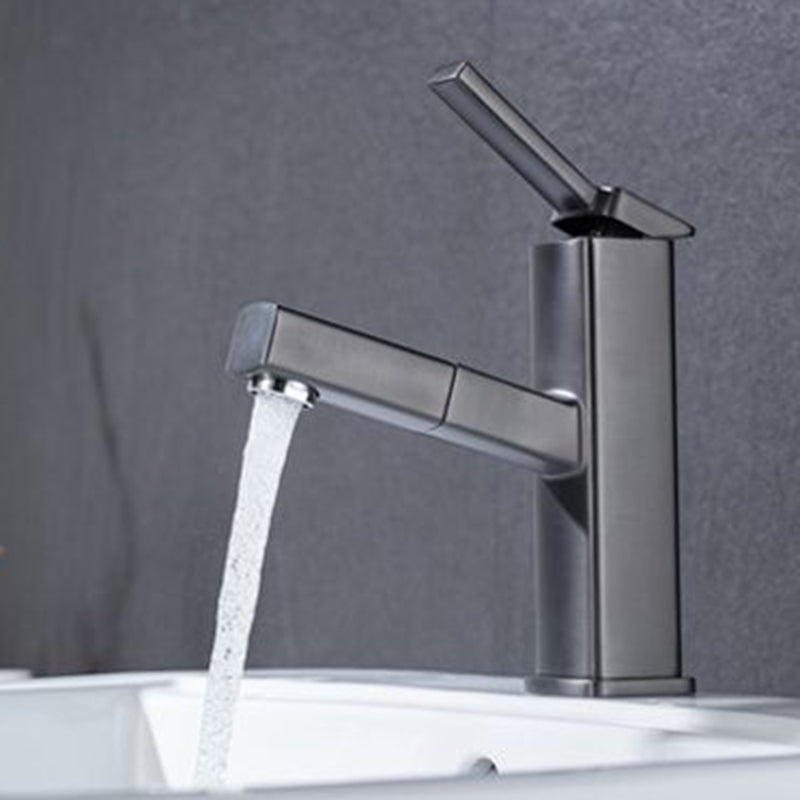 Contemporary Vessel Sink Faucet Copper Single Handle Low Arc Retractable Vessel Faucet Clearhalo 'Bathroom Remodel & Bathroom Fixtures' 'Bathroom Sink Faucets' 'Bathroom Sinks & Faucet Components' 'bathroom_sink_faucets' 'Home Improvement' 'home_improvement' 'home_improvement_bathroom_sink_faucets' 6400996