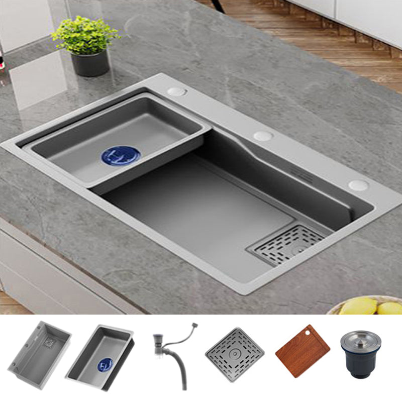 Contemporary Style Kitchen Sink Stainless Steel 3 Holes Kitchen Sink Sink Only None Clearhalo 'Home Improvement' 'home_improvement' 'home_improvement_kitchen_sinks' 'Kitchen Remodel & Kitchen Fixtures' 'Kitchen Sinks & Faucet Components' 'Kitchen Sinks' 'kitchen_sinks' 6401011