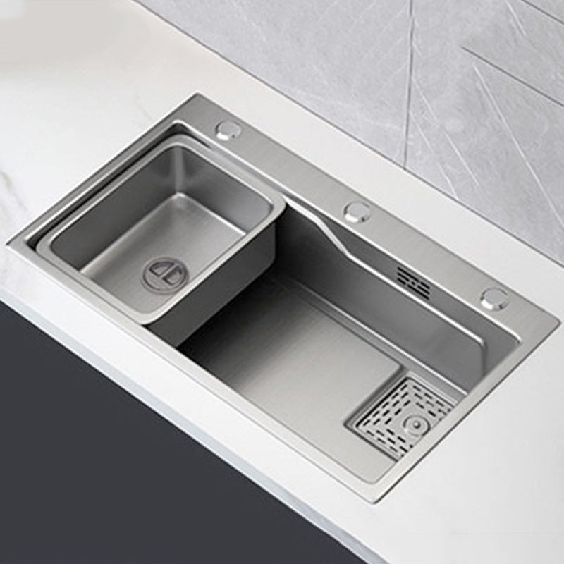 Contemporary Style Kitchen Sink Stainless Steel 3 Holes Kitchen Sink Clearhalo 'Home Improvement' 'home_improvement' 'home_improvement_kitchen_sinks' 'Kitchen Remodel & Kitchen Fixtures' 'Kitchen Sinks & Faucet Components' 'Kitchen Sinks' 'kitchen_sinks' 6401018