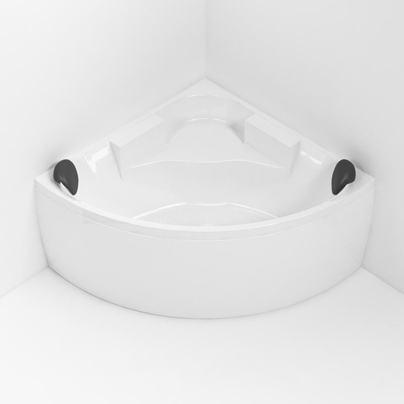 Modern Corner White Acrylic Bathtub Back to Wall with Drain and Massage Device Bath Tub Clearhalo