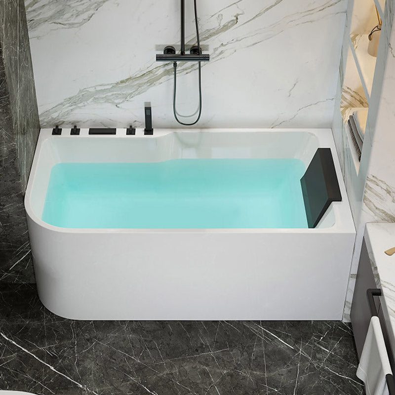 Modern White Rectangle Acrylic Bathtub Back to Wall with Drain Bath Tub 47"L x 30"W x 26"H Left Tub with Black 5-Piece Set Clearhalo 'Bathroom Remodel & Bathroom Fixtures' 'Bathtubs' 'Home Improvement' 'home_improvement' 'home_improvement_bathtubs' 'Showers & Bathtubs' 6402116