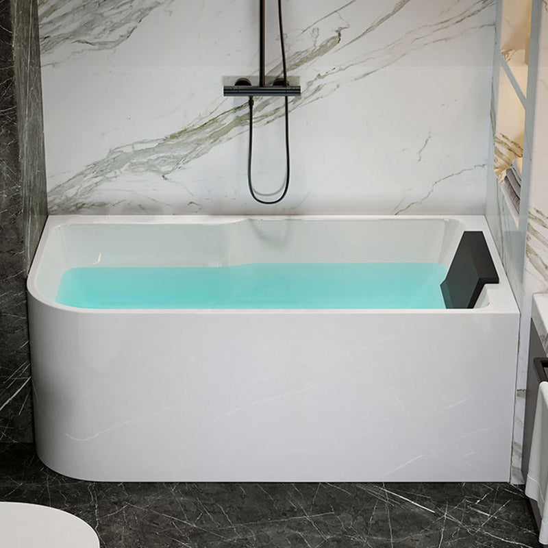 Modern White Rectangle Acrylic Bathtub Back to Wall with Drain Bath Tub Left Tub Clearhalo 'Bathroom Remodel & Bathroom Fixtures' 'Bathtubs' 'Home Improvement' 'home_improvement' 'home_improvement_bathtubs' 'Showers & Bathtubs' 6402117