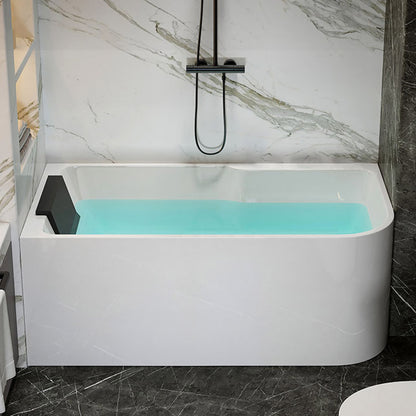 Modern White Rectangle Acrylic Bathtub Back to Wall with Drain Bath Tub Right Tub Clearhalo 'Bathroom Remodel & Bathroom Fixtures' 'Bathtubs' 'Home Improvement' 'home_improvement' 'home_improvement_bathtubs' 'Showers & Bathtubs' 6402118