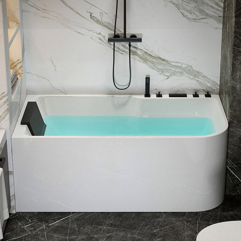 Modern White Rectangle Acrylic Bathtub Back to Wall with Drain Bath Tub 51"L x 30"W x 26"H Right Tub with Black 5-Piece Set Clearhalo 'Bathroom Remodel & Bathroom Fixtures' 'Bathtubs' 'Home Improvement' 'home_improvement' 'home_improvement_bathtubs' 'Showers & Bathtubs' 6402119