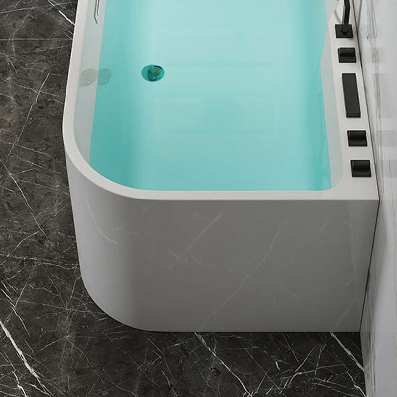 Modern White Rectangle Acrylic Bathtub Back to Wall with Drain Bath Tub Clearhalo 'Bathroom Remodel & Bathroom Fixtures' 'Bathtubs' 'Home Improvement' 'home_improvement' 'home_improvement_bathtubs' 'Showers & Bathtubs' 6402127