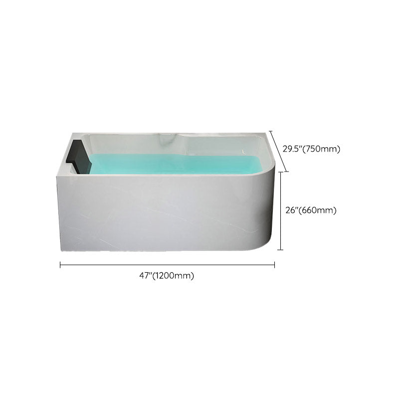 Modern White Rectangle Acrylic Bathtub Back to Wall with Drain Bath Tub Clearhalo 'Bathroom Remodel & Bathroom Fixtures' 'Bathtubs' 'Home Improvement' 'home_improvement' 'home_improvement_bathtubs' 'Showers & Bathtubs' 6402131
