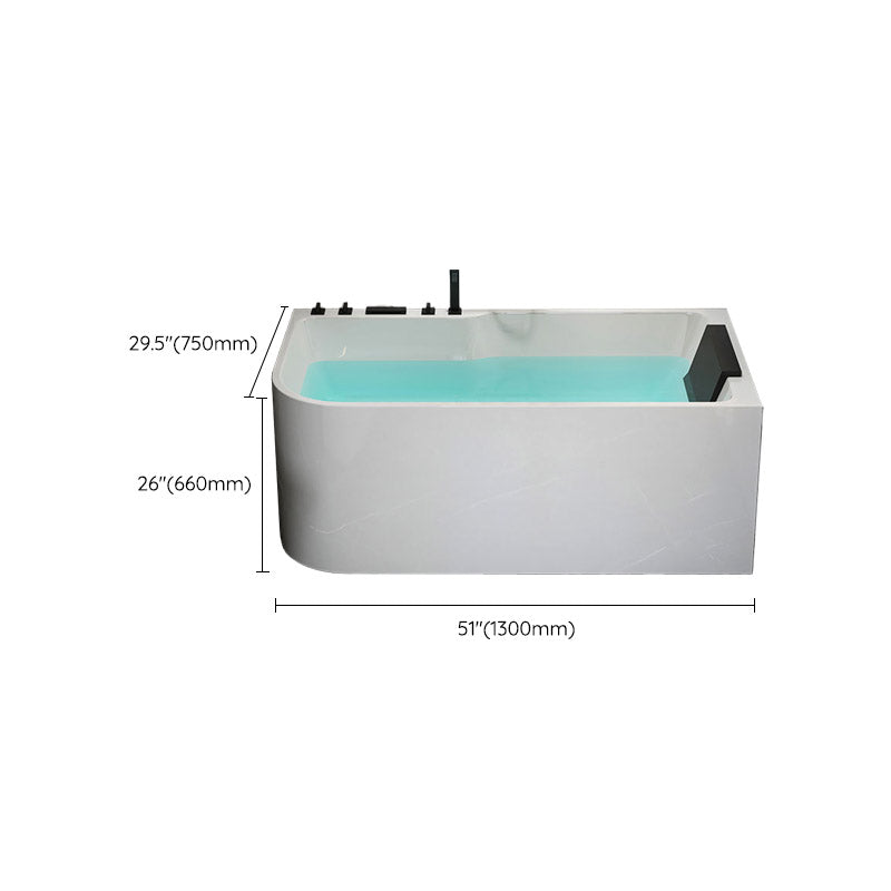 Modern White Rectangle Acrylic Bathtub Back to Wall with Drain Bath Tub Clearhalo 'Bathroom Remodel & Bathroom Fixtures' 'Bathtubs' 'Home Improvement' 'home_improvement' 'home_improvement_bathtubs' 'Showers & Bathtubs' 6402136