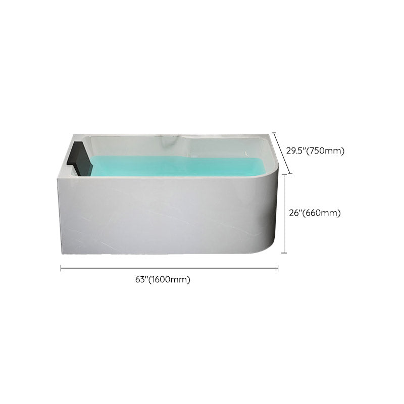 Modern White Rectangle Acrylic Bathtub Back to Wall with Drain Bath Tub Clearhalo 'Bathroom Remodel & Bathroom Fixtures' 'Bathtubs' 'Home Improvement' 'home_improvement' 'home_improvement_bathtubs' 'Showers & Bathtubs' 6402147