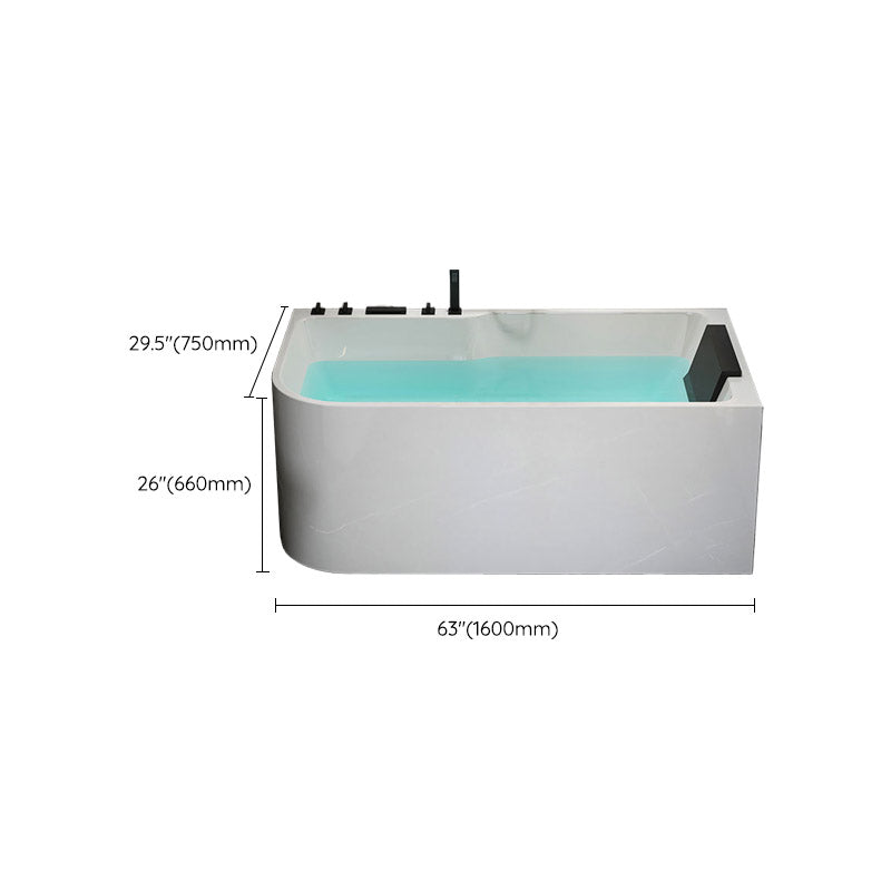 Modern White Rectangle Acrylic Bathtub Back to Wall with Drain Bath Tub Clearhalo 'Bathroom Remodel & Bathroom Fixtures' 'Bathtubs' 'Home Improvement' 'home_improvement' 'home_improvement_bathtubs' 'Showers & Bathtubs' 6402148