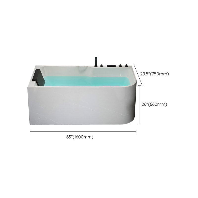 Modern White Rectangle Acrylic Bathtub Back to Wall with Drain Bath Tub Clearhalo 'Bathroom Remodel & Bathroom Fixtures' 'Bathtubs' 'Home Improvement' 'home_improvement' 'home_improvement_bathtubs' 'Showers & Bathtubs' 6402149