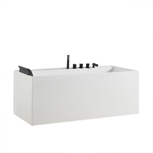 Modern White Rectangle Bathtub Acrylic Freestand Soaking Bathtub with Drain Bath Tub Clearhalo 'Bathroom Remodel & Bathroom Fixtures' 'Bathtubs' 'Home Improvement' 'home_improvement' 'home_improvement_bathtubs' 'Showers & Bathtubs' 6402158