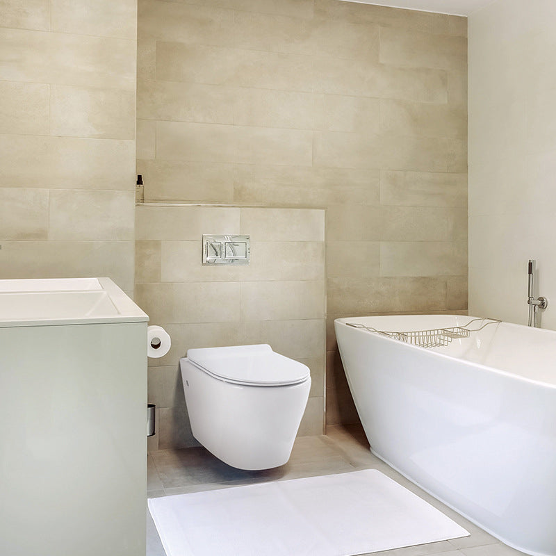 Modern Wall Mount Toilet All-In-One Porcelain Single Flush Toilet Bowl Clearhalo 'Bathroom Remodel & Bathroom Fixtures' 'Home Improvement' 'home_improvement' 'home_improvement_toilets' 'Toilets & Bidets' 'Toilets' 6402171