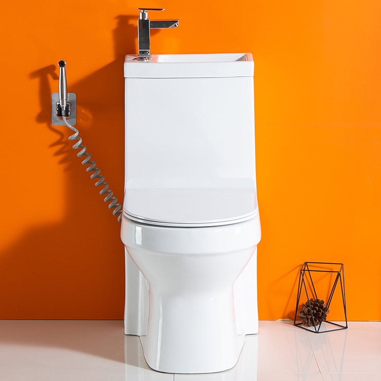 Modern Floor Mount Toilet Bowl Elong Toilet with Seat for Bathroom Cold Water tap Toilet with Sprayer 12" Clearhalo 'Bathroom Remodel & Bathroom Fixtures' 'Home Improvement' 'home_improvement' 'home_improvement_toilets' 'Toilets & Bidets' 'Toilets' 6402201