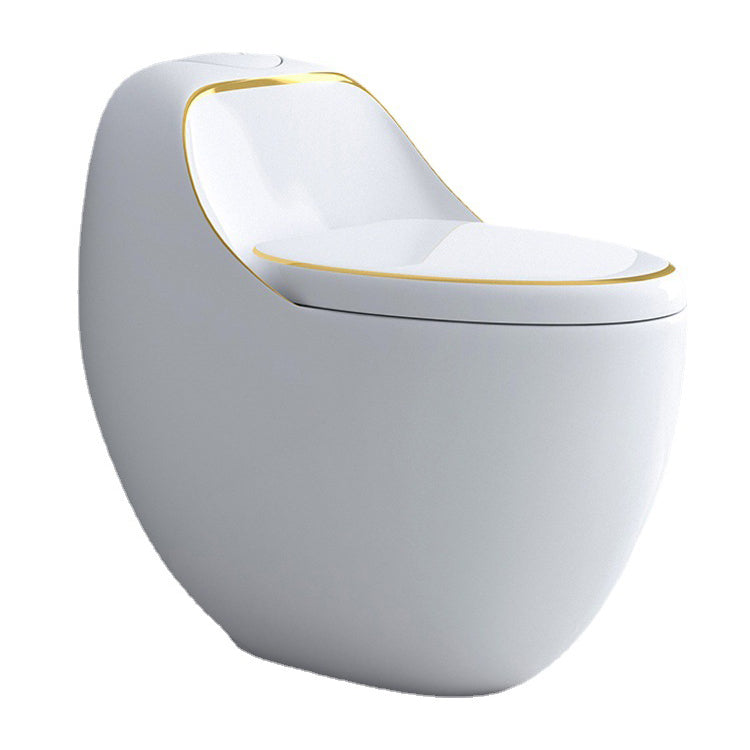 Modern Elong Toilet Bowl Floor Mount Toilet with Seat for Bathroom White Gold Clearhalo 'Bathroom Remodel & Bathroom Fixtures' 'Home Improvement' 'home_improvement' 'home_improvement_toilets' 'Toilets & Bidets' 'Toilets' 6402291