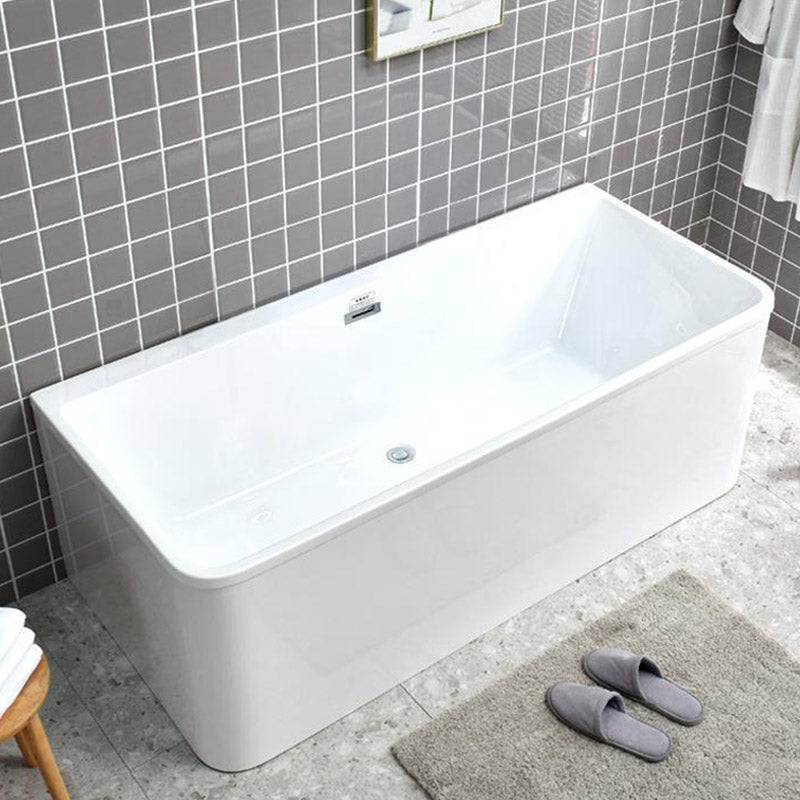 Rectangle Modern White Acrylic Bathtub Back to Wall with Drain and Massage Device Bath Tub Clearhalo 'Bathroom Remodel & Bathroom Fixtures' 'Bathtubs' 'Home Improvement' 'home_improvement' 'home_improvement_bathtubs' 'Showers & Bathtubs' 6402510