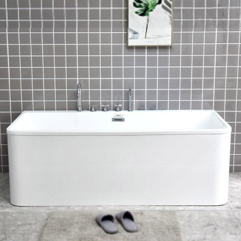 Rectangle Modern White Acrylic Bathtub Back to Wall with Drain and Massage Device Bath Tub Clearhalo 'Bathroom Remodel & Bathroom Fixtures' 'Bathtubs' 'Home Improvement' 'home_improvement' 'home_improvement_bathtubs' 'Showers & Bathtubs' 6402515