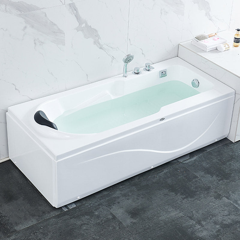 Modern White Acrylic Bathtub Rectangle Freestand Soaking Bathtub with Drain Bath Tub 53"L x 28"W x 20"H Right Tub with Sliver 4-Piece Set Clearhalo 'Bathroom Remodel & Bathroom Fixtures' 'Bathtubs' 'Home Improvement' 'home_improvement' 'home_improvement_bathtubs' 'Showers & Bathtubs' 6402880