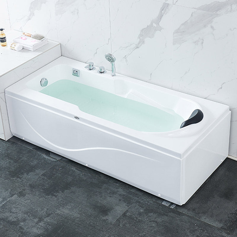 Modern White Acrylic Bathtub Rectangle Freestand Soaking Bathtub with Drain Bath Tub Clearhalo 'Bathroom Remodel & Bathroom Fixtures' 'Bathtubs' 'Home Improvement' 'home_improvement' 'home_improvement_bathtubs' 'Showers & Bathtubs' 6402892