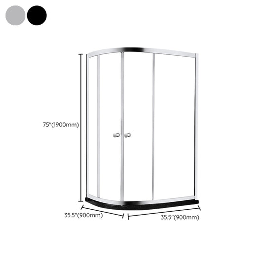 Home Double Sliding Shower Enclosure Corner Round Shower Enclosure Clearhalo 'Bathroom Remodel & Bathroom Fixtures' 'Home Improvement' 'home_improvement' 'home_improvement_shower_stalls_enclosures' 'Shower Stalls & Enclosures' 'shower_stalls_enclosures' 'Showers & Bathtubs' 6407743