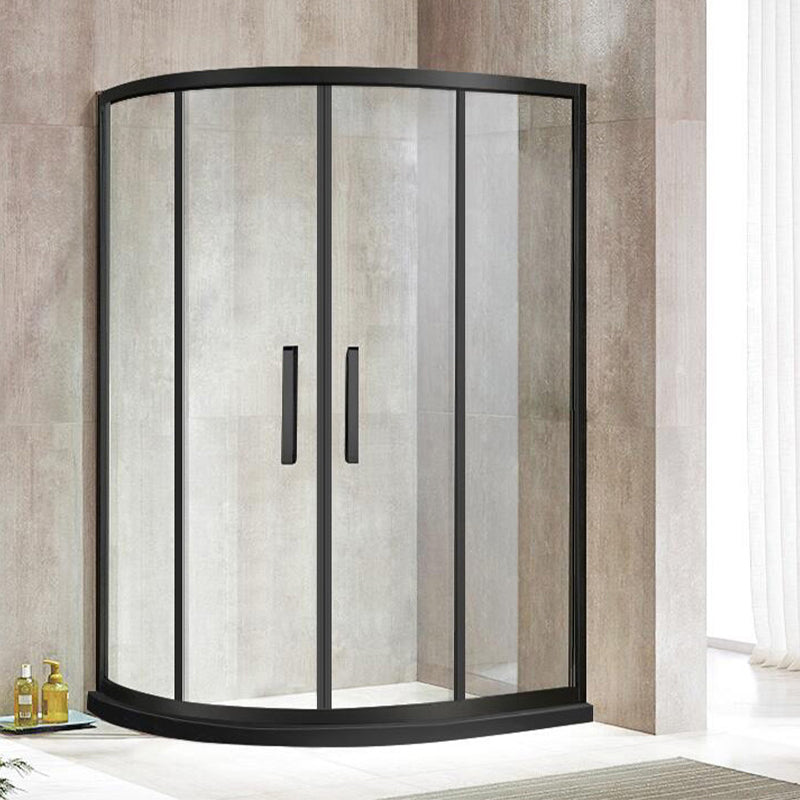 Round Double Sliding Shower Enclosure Corner Tempered Glass Shower Enclosure Right Clearhalo 'Bathroom Remodel & Bathroom Fixtures' 'Home Improvement' 'home_improvement' 'home_improvement_shower_stalls_enclosures' 'Shower Stalls & Enclosures' 'shower_stalls_enclosures' 'Showers & Bathtubs' 6407753