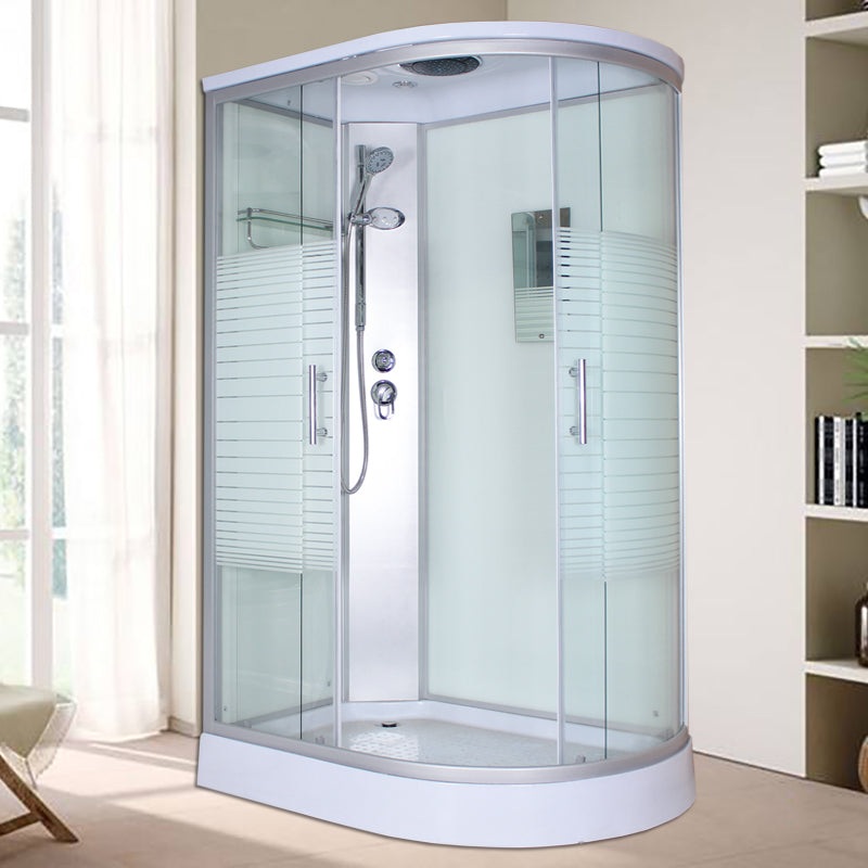 Corner Tempered Glass Shower Stall Home Round Double Sliding Shower Stall Clearhalo 'Bathroom Remodel & Bathroom Fixtures' 'Home Improvement' 'home_improvement' 'home_improvement_shower_stalls_enclosures' 'Shower Stalls & Enclosures' 'shower_stalls_enclosures' 'Showers & Bathtubs' 6407777