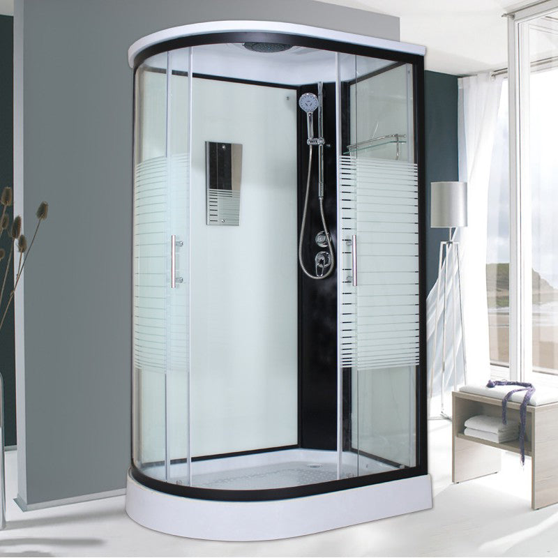 Corner Tempered Glass Shower Stall Home Round Double Sliding Shower Stall Clearhalo 'Bathroom Remodel & Bathroom Fixtures' 'Home Improvement' 'home_improvement' 'home_improvement_shower_stalls_enclosures' 'Shower Stalls & Enclosures' 'shower_stalls_enclosures' 'Showers & Bathtubs' 6407779