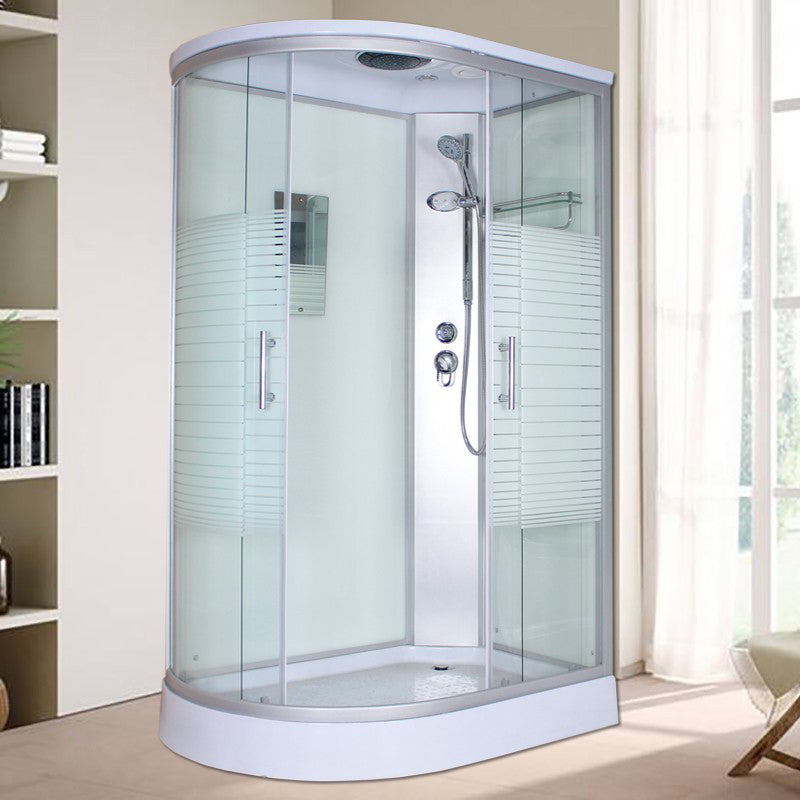 Corner Tempered Glass Shower Stall Home Round Double Sliding Shower Stall Clearhalo 'Bathroom Remodel & Bathroom Fixtures' 'Home Improvement' 'home_improvement' 'home_improvement_shower_stalls_enclosures' 'Shower Stalls & Enclosures' 'shower_stalls_enclosures' 'Showers & Bathtubs' 6407782
