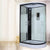 Corner Tempered Glass Shower Stall Home Round Double Sliding Shower Stall Black-White 47.2"L x 31.5"W x 84.6"H Left Clearhalo 'Bathroom Remodel & Bathroom Fixtures' 'Home Improvement' 'home_improvement' 'home_improvement_shower_stalls_enclosures' 'Shower Stalls & Enclosures' 'shower_stalls_enclosures' 'Showers & Bathtubs' 6407789