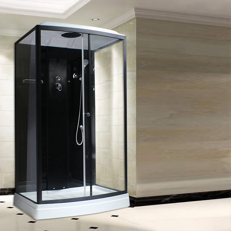 Rectangle Framed Shower Stall Corner Single Sliding Shower Stall Black 47.2"L x 35.4"W x 86.6"H Right Clearhalo 'Bathroom Remodel & Bathroom Fixtures' 'Home Improvement' 'home_improvement' 'home_improvement_shower_stalls_enclosures' 'Shower Stalls & Enclosures' 'shower_stalls_enclosures' 'Showers & Bathtubs' 6407799