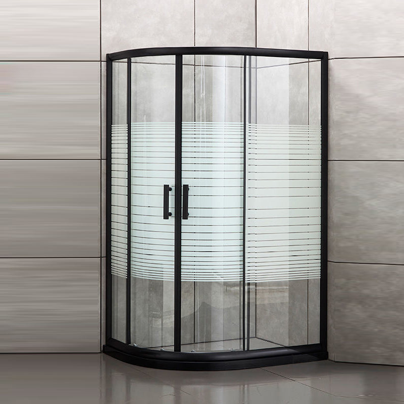 Corner Round Framed Shower Kit Double Sliding Double Sliding Shower Kit Striped Clearhalo 'Bathroom Remodel & Bathroom Fixtures' 'Home Improvement' 'home_improvement' 'home_improvement_shower_stalls_enclosures' 'Shower Stalls & Enclosures' 'shower_stalls_enclosures' 'Showers & Bathtubs' 6407849