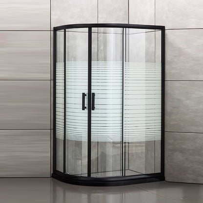 Corner Round Framed Shower Kit Double Sliding Double Sliding Shower Kit Striped