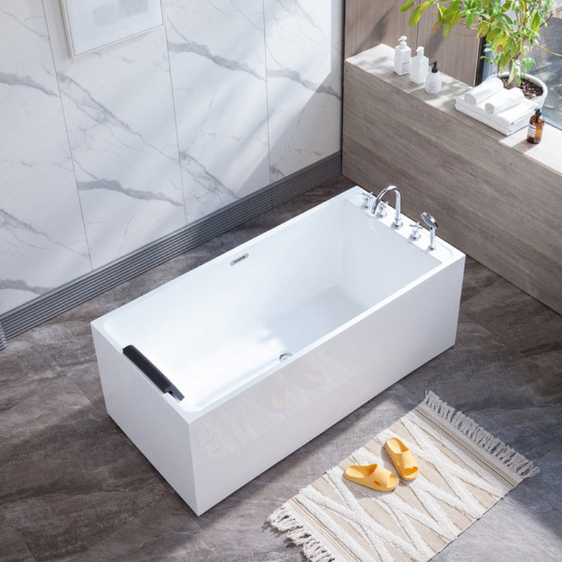 Modern White Rectangle Acrylic Bathtub Freestanding Soaking Bathtub with Drain Bath Tub 51"L x 28"W x 23"H Tub with Silver 5-Piece Set Clearhalo 'Bathroom Remodel & Bathroom Fixtures' 'Bathtubs' 'Home Improvement' 'home_improvement' 'home_improvement_bathtubs' 'Showers & Bathtubs' 6413531