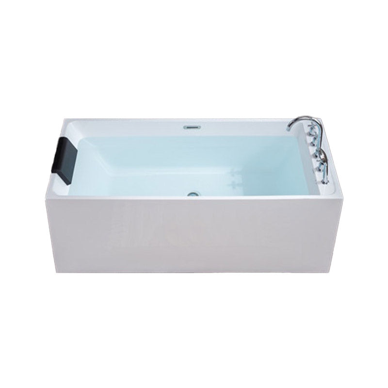 Modern White Rectangle Acrylic Bathtub Freestanding Soaking Bathtub with Drain Bath Tub Clearhalo 'Bathroom Remodel & Bathroom Fixtures' 'Bathtubs' 'Home Improvement' 'home_improvement' 'home_improvement_bathtubs' 'Showers & Bathtubs' 6413537