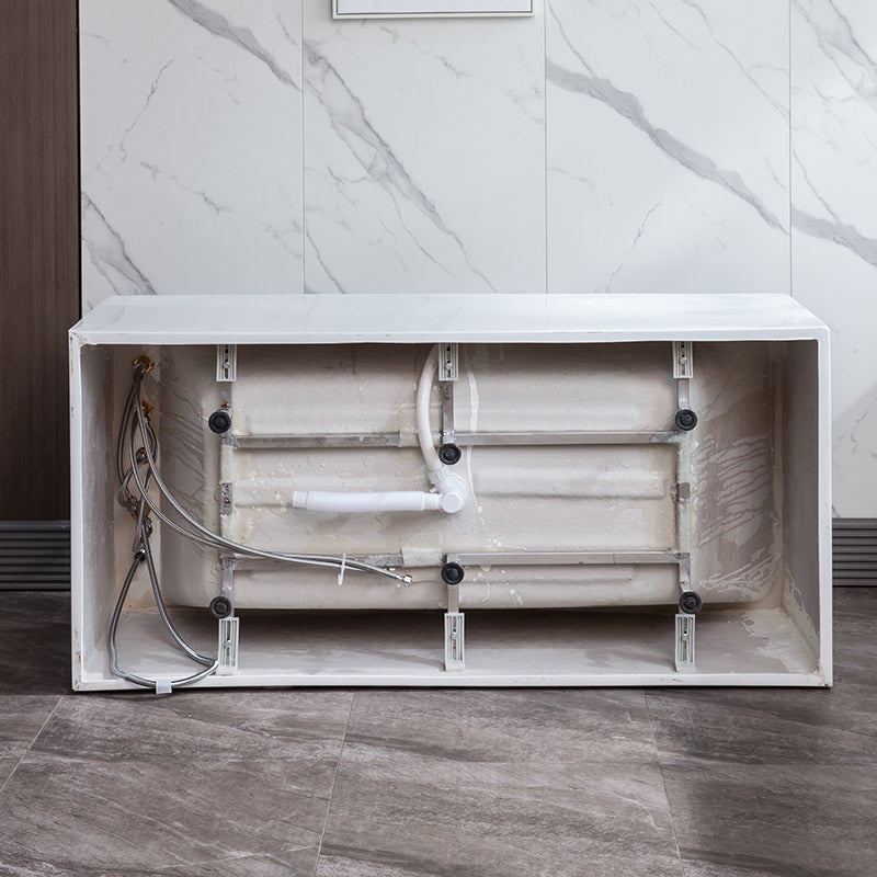 Modern White Rectangle Acrylic Bathtub Freestanding Soaking Bathtub with Drain Bath Tub Clearhalo 'Bathroom Remodel & Bathroom Fixtures' 'Bathtubs' 'Home Improvement' 'home_improvement' 'home_improvement_bathtubs' 'Showers & Bathtubs' 6413541