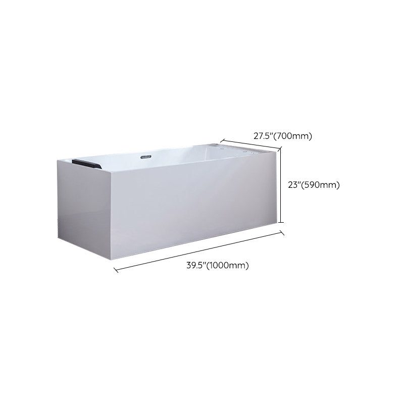 Modern White Rectangle Acrylic Bathtub Freestanding Soaking Bathtub with Drain Bath Tub Clearhalo 'Bathroom Remodel & Bathroom Fixtures' 'Bathtubs' 'Home Improvement' 'home_improvement' 'home_improvement_bathtubs' 'Showers & Bathtubs' 6413546