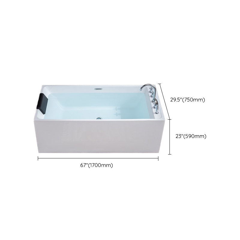 Modern White Rectangle Acrylic Bathtub Freestanding Soaking Bathtub with Drain Bath Tub Clearhalo 'Bathroom Remodel & Bathroom Fixtures' 'Bathtubs' 'Home Improvement' 'home_improvement' 'home_improvement_bathtubs' 'Showers & Bathtubs' 6413561