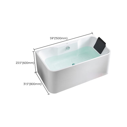 Modern White Rectangle Bathtub Acrylic Back to Wall with Drain Bath Tub Clearhalo 'Bathroom Remodel & Bathroom Fixtures' 'Bathtubs' 'Home Improvement' 'home_improvement' 'home_improvement_bathtubs' 'Showers & Bathtubs' 6413593