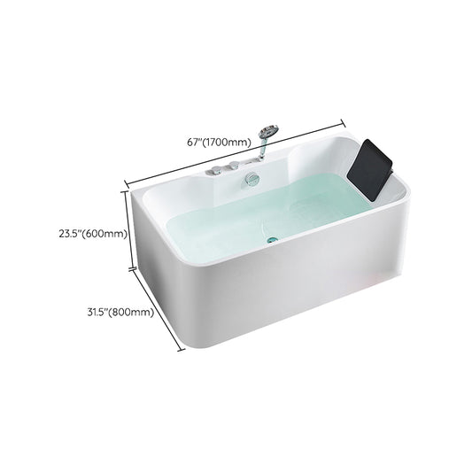Modern White Rectangle Bathtub Acrylic Back to Wall with Drain Bath Tub Clearhalo 'Bathroom Remodel & Bathroom Fixtures' 'Bathtubs' 'Home Improvement' 'home_improvement' 'home_improvement_bathtubs' 'Showers & Bathtubs' 6413598
